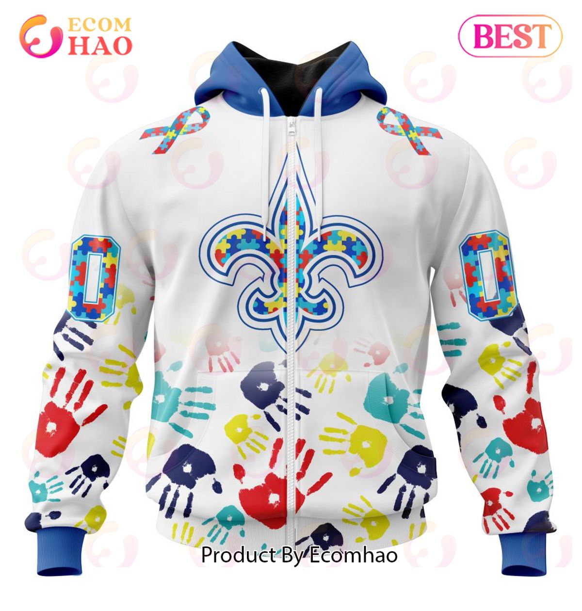 Best NFL New Orleans Saints Autism Awareness Collection 3D Hoodie