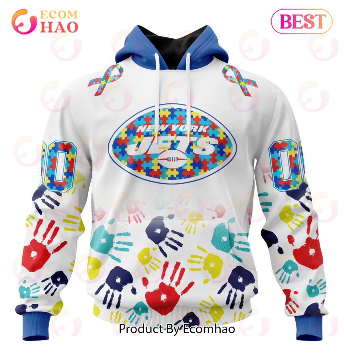 Best NFL New York Jets Autism Awareness Collection 3D Hoodie
