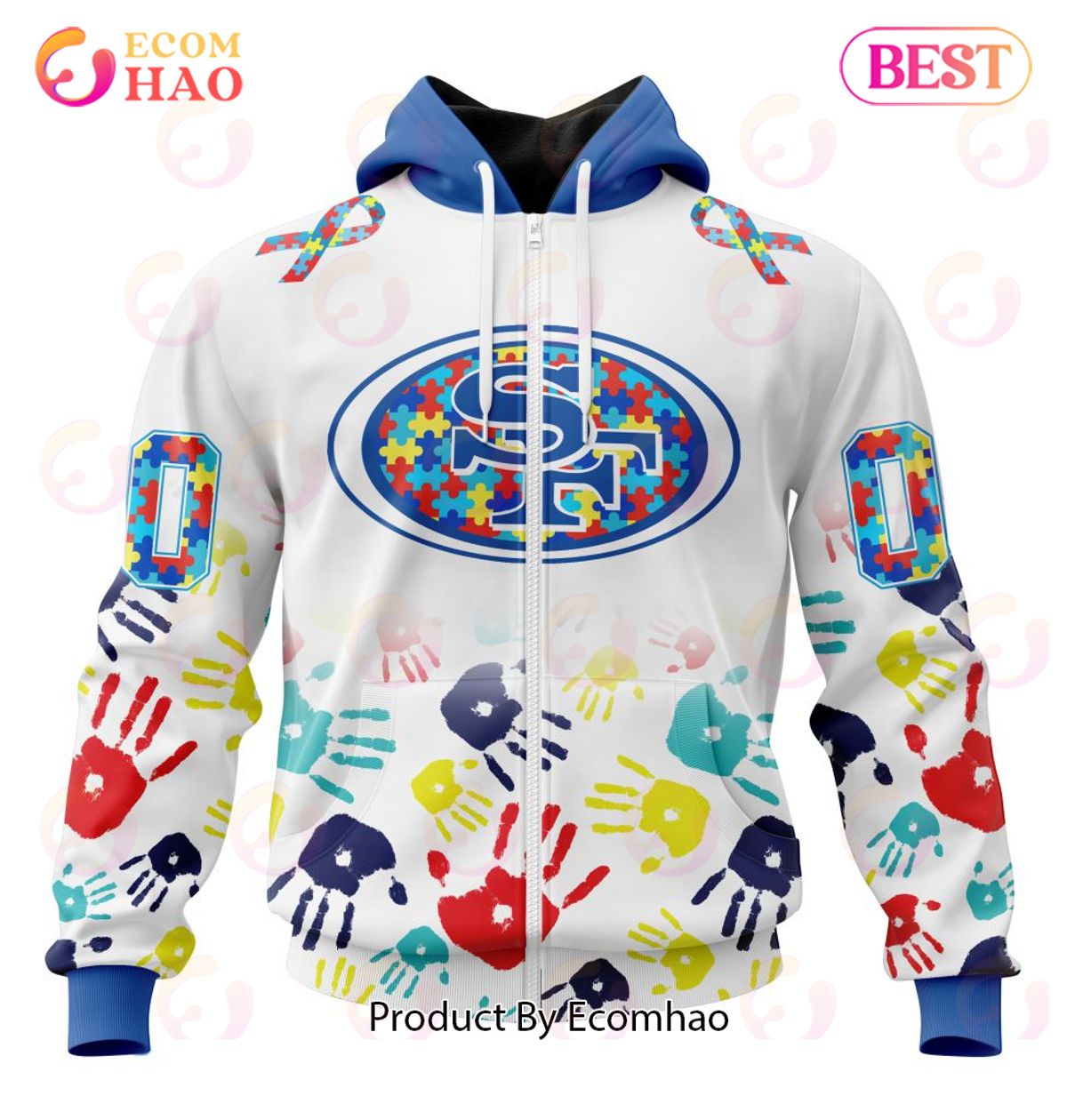 Best NFL San Francisco 49ers Autism Awareness Collection 3D Hoodie