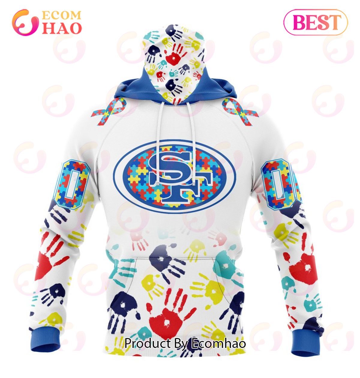 NFL San Francisco 49ers Puzzle Autism Awareness All Over Print 3D Hoodie  Unisex Hoodie