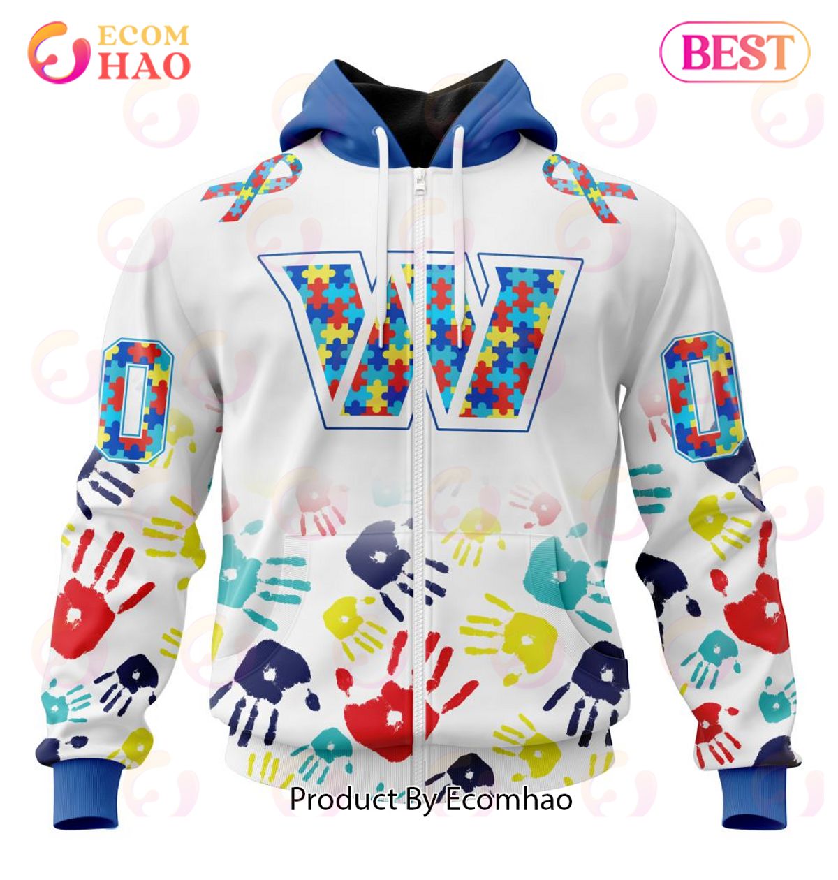 Best NFL Washington Commanders Autism Awareness Collection 3D Hoodie