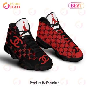 Chanel Air Jordan 13 Black Red CN Shoes, Sneakers