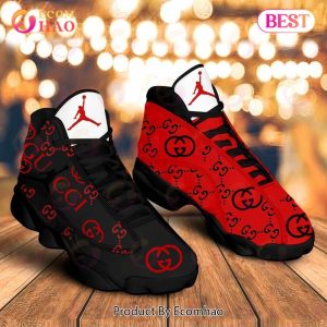 Gucci Air Jordan 13 Black Red GC Shoes, Sneakers