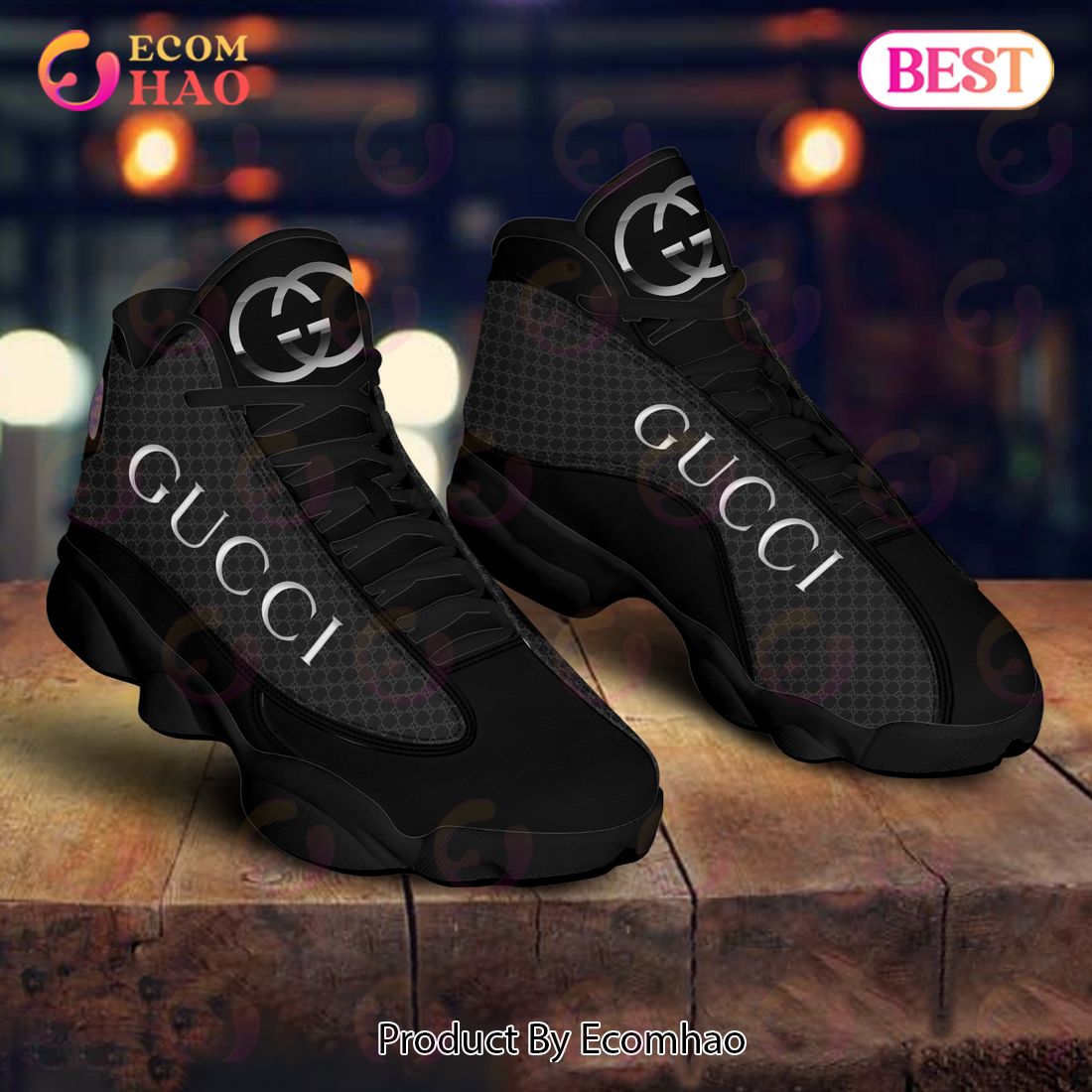 Gucci Air Jordan 13 Full Black GC Shoes, Sneakers