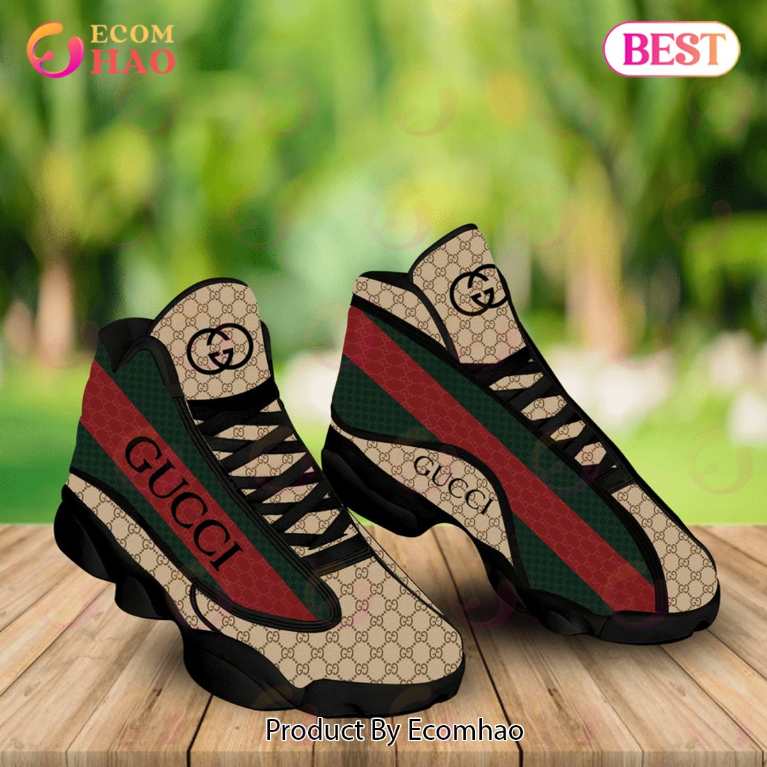Gucci Air Jordan 13 Red Green Mix Color GC Shoes, Sneakers
