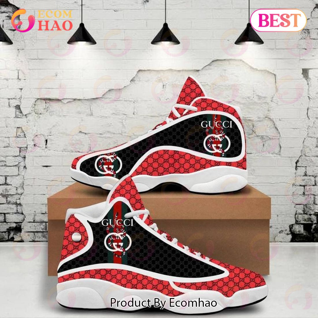 Gucci Snake Air Jordan 13 Black Red White GC Shoes, Sneakers