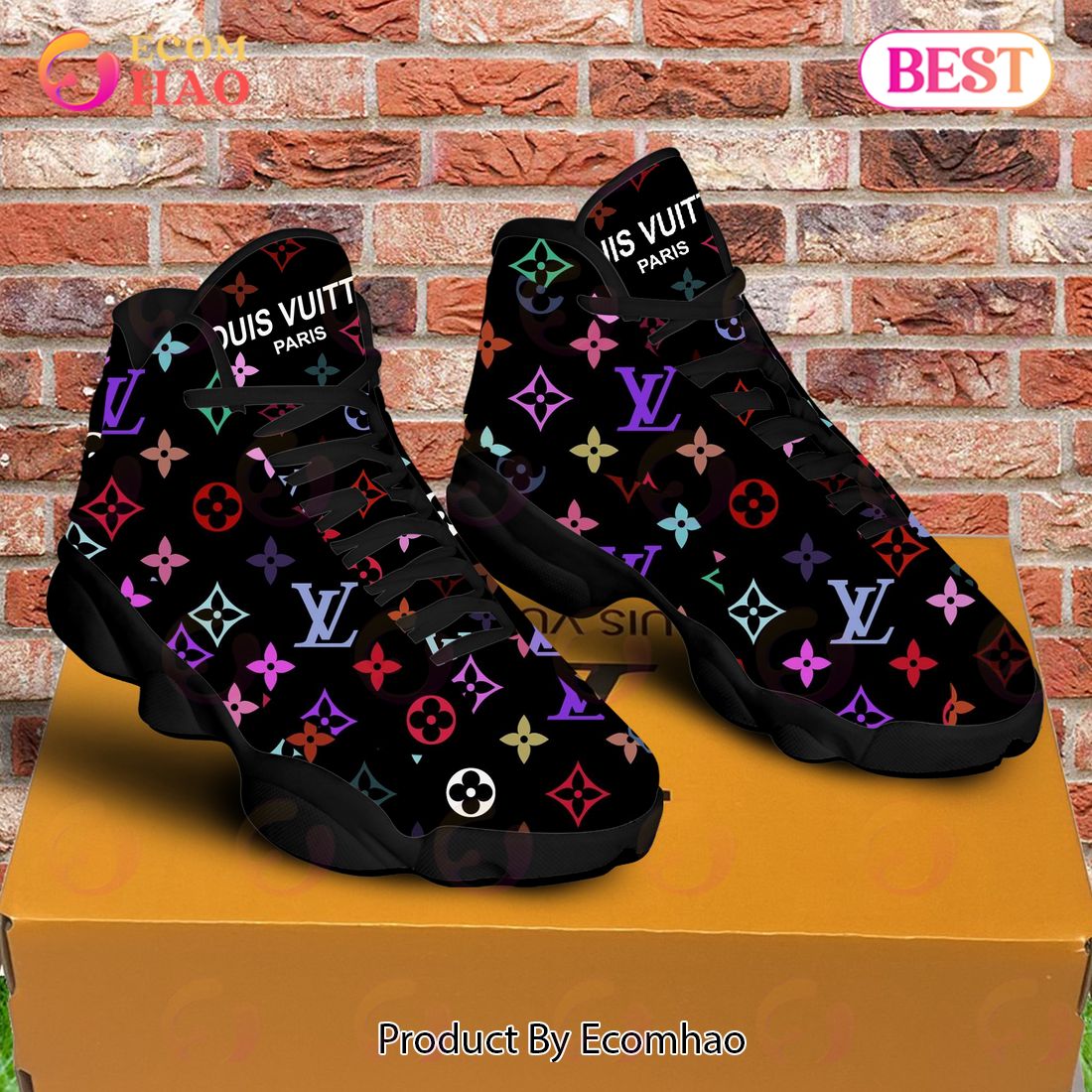 Louis Vuitton Air Jordan 13 Black Mix Color LV Shoes, Sneakers