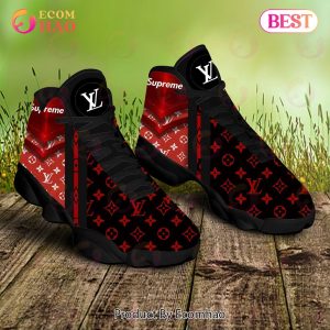 Louis Vuitton Air Jordan 13 Black Red LV Shoes, Sneakers