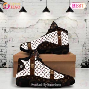 Louis Vuitton Air Jordan 13 Black White Brown LV Shoes, Sneakers