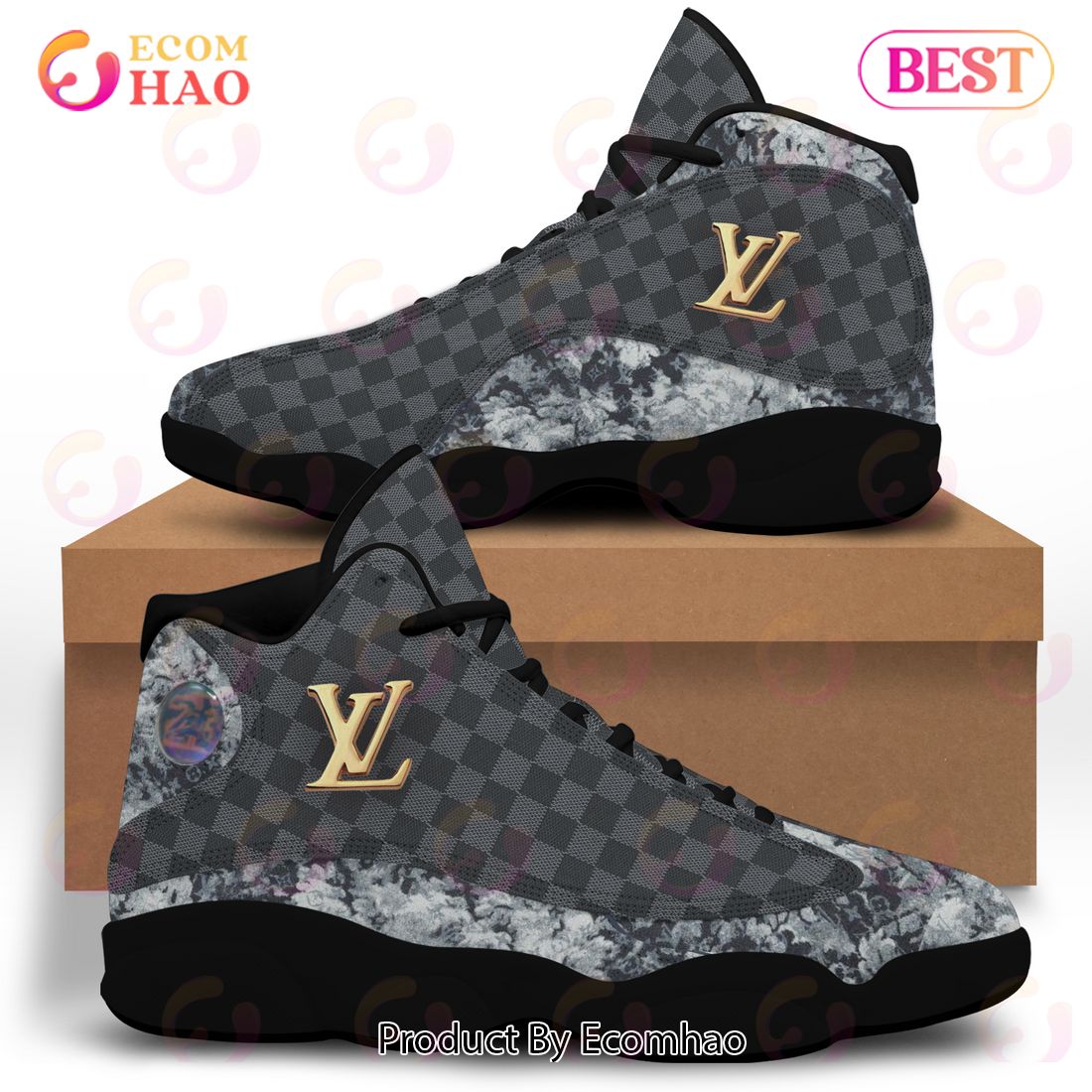 Louis Vuitton Air Jordan 13 Gold Mix Black LV Shoes, Sneakers - Ecomhao  Store