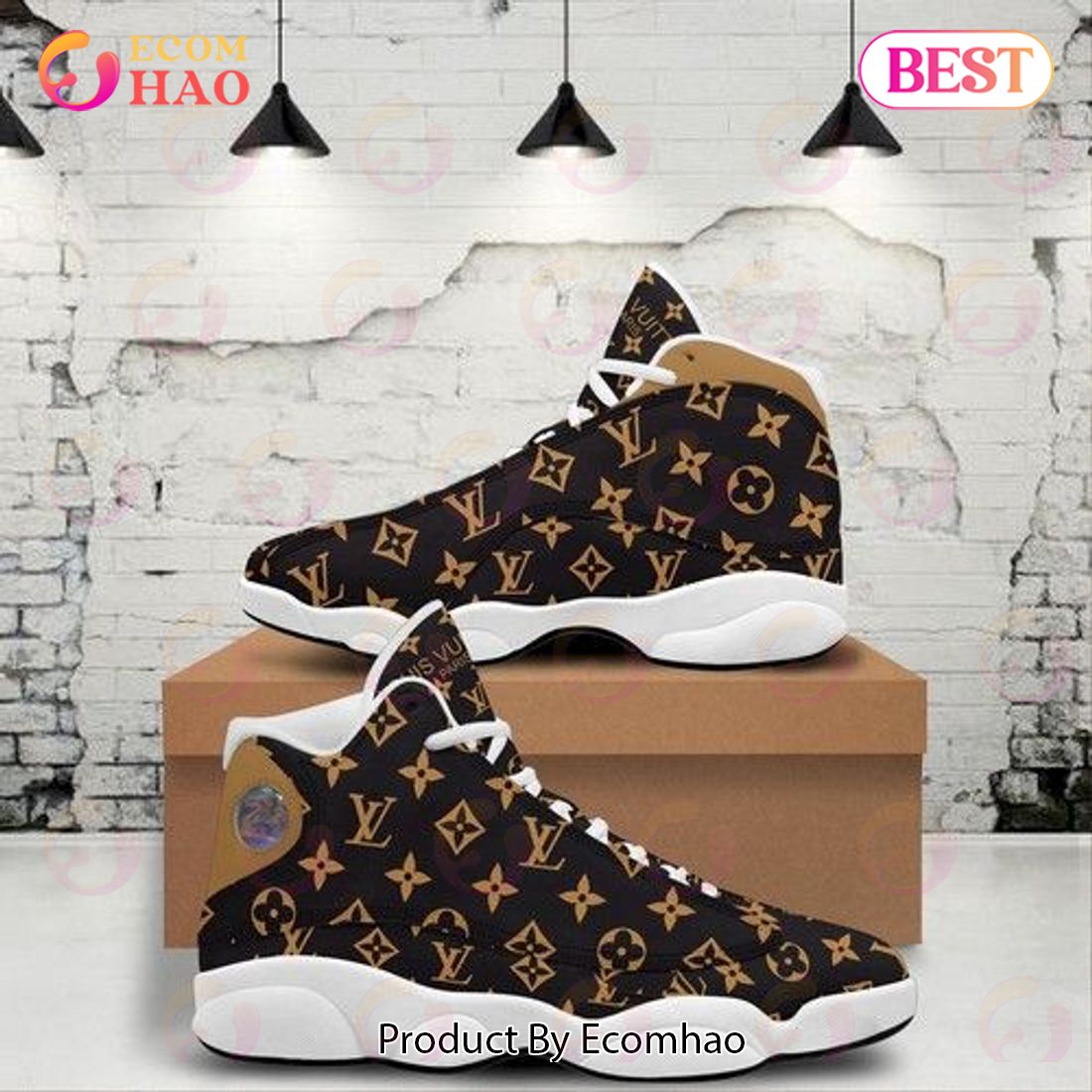 Louis Vuitton Air Jordan 13 White And Black LV Shoes, Sneakers - Ecomhao  Store