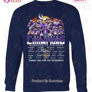 NFC North Champions Minnesota Vikings Thank You For The Memories Signatures  T-shirt - Kaiteez