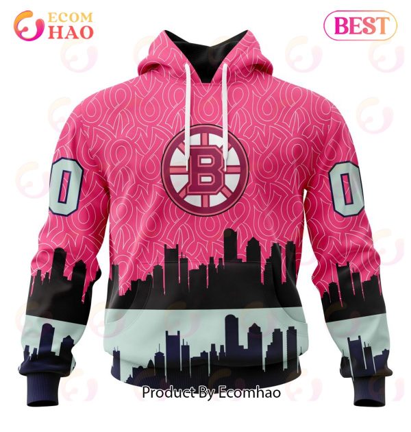NHL Boston Bruins Specialized Unisex Kits Hockey Fights Against Cancer 3D Hoodie