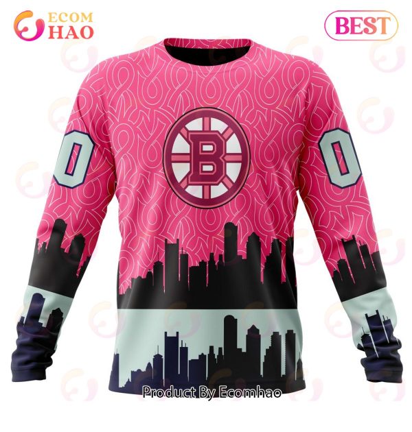 NHL Boston Bruins Specialized Unisex Kits Hockey Fights Against Cancer 3D Hoodie