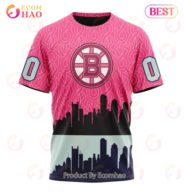 NHL Boston Bruins Specialized Unisex Kits Hockey Fights Against Cancer 3D Hoodie