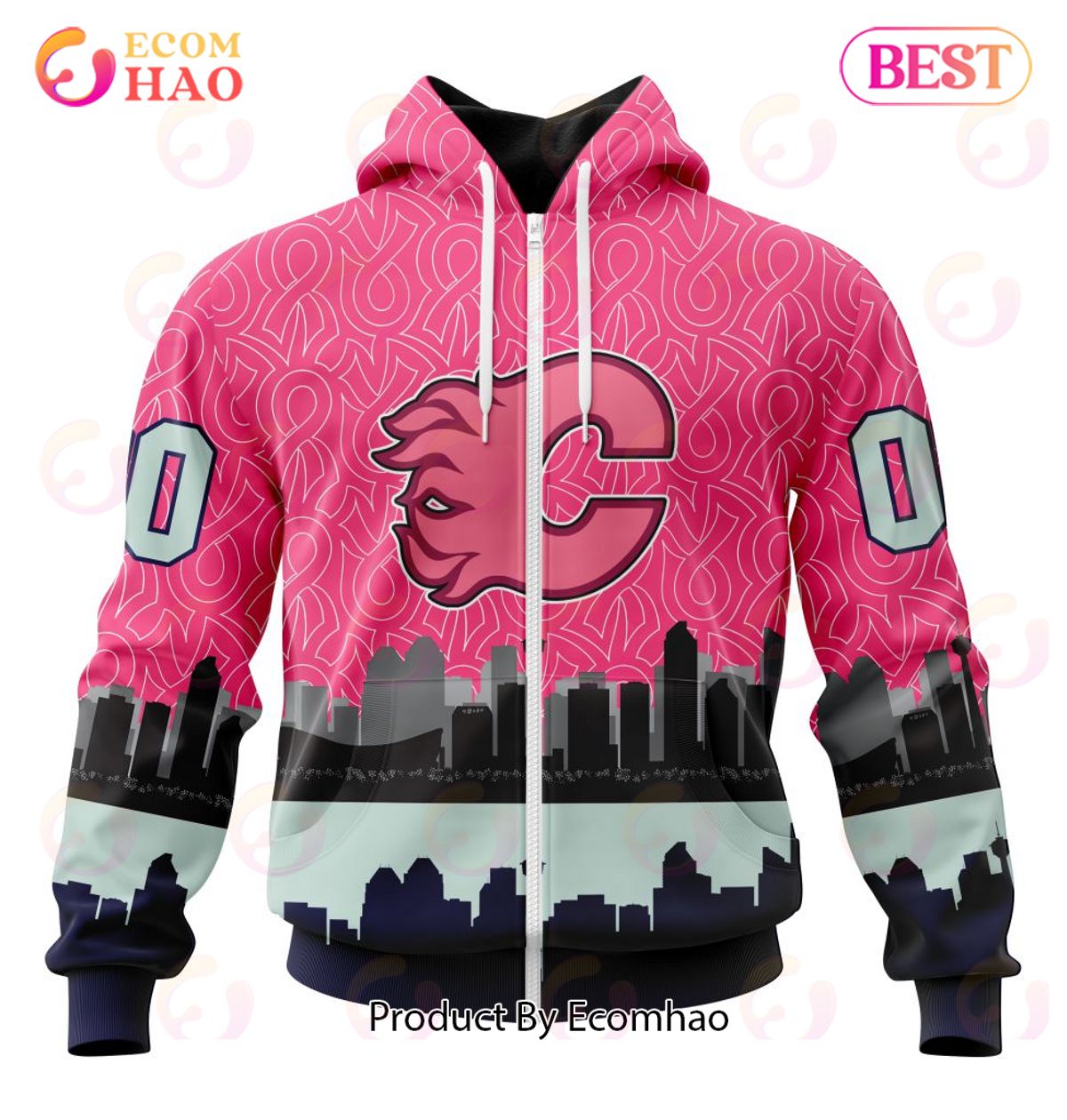 NHL Calgary Flames Specialized Unisex Kits Hockey Fights Against Cancer 3D Hoodie