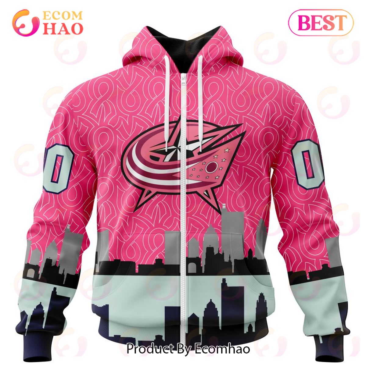 NHL Columbus Blue Jackets Specialized Unisex Kits Hockey Fights Against Cancer 3D Hoodie