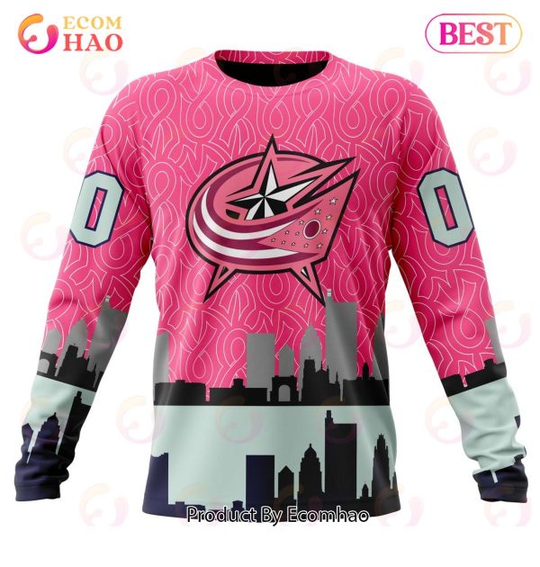 NHL Columbus Blue Jackets Specialized Unisex Kits Hockey Fights Against Cancer 3D Hoodie