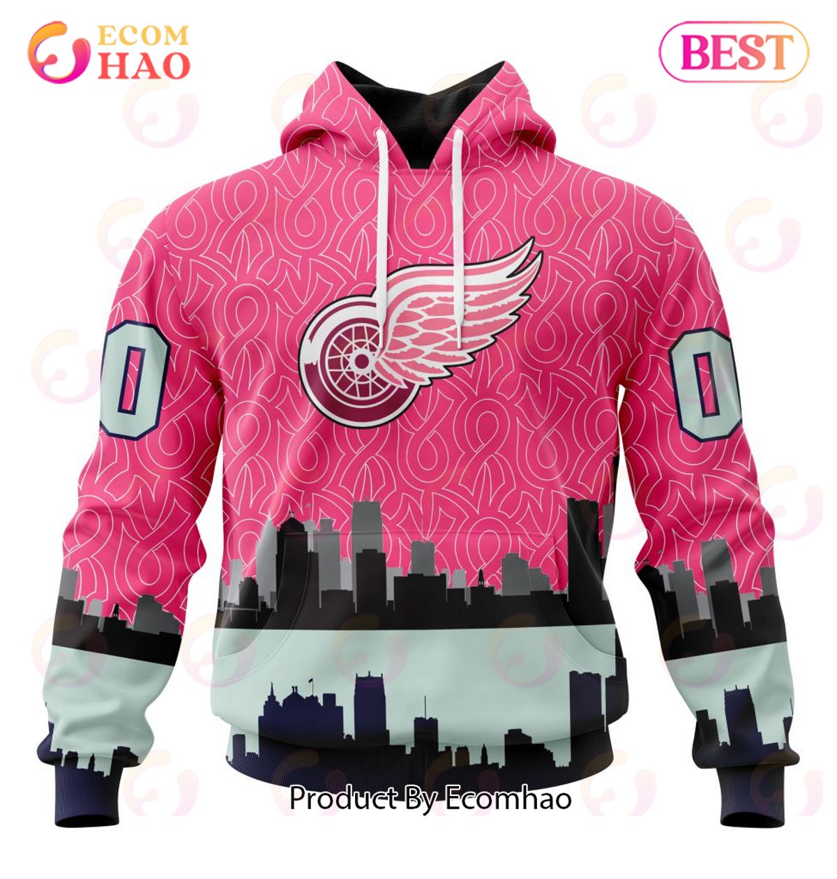 NHL Detroit Red Wings Specialized Unisex Kits Hockey Fights Against Cancer 3D Hoodie