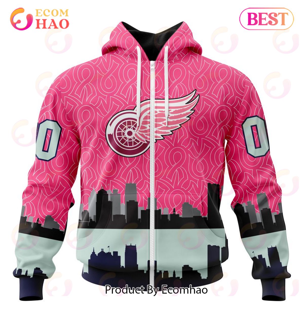 NHL Detroit Red Wings Specialized Unisex Kits Hockey Fights Against Cancer 3D Hoodie