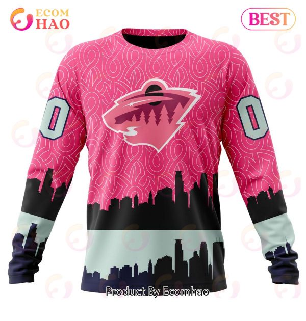 NHL Minnesota Wild Specialized Unisex Kits Hockey Fights Against Cancer 3D Hoodie