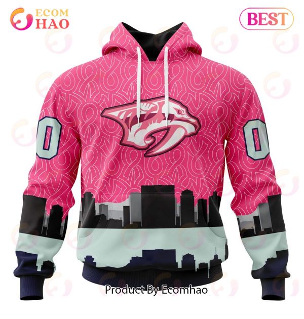 NHL Nashville Predators Specialized Unisex Kits Hockey Fights Against Cancer 3D Hoodie