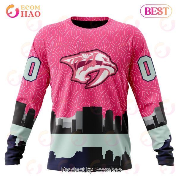 NHL Nashville Predators Specialized Unisex Kits Hockey Fights Against Cancer 3D Hoodie