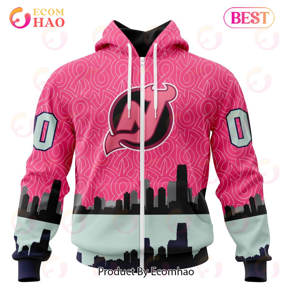 NHL New Jersey Devils Specialized Unisex Kits Hockey Fights Against Cancer 3D Hoodie