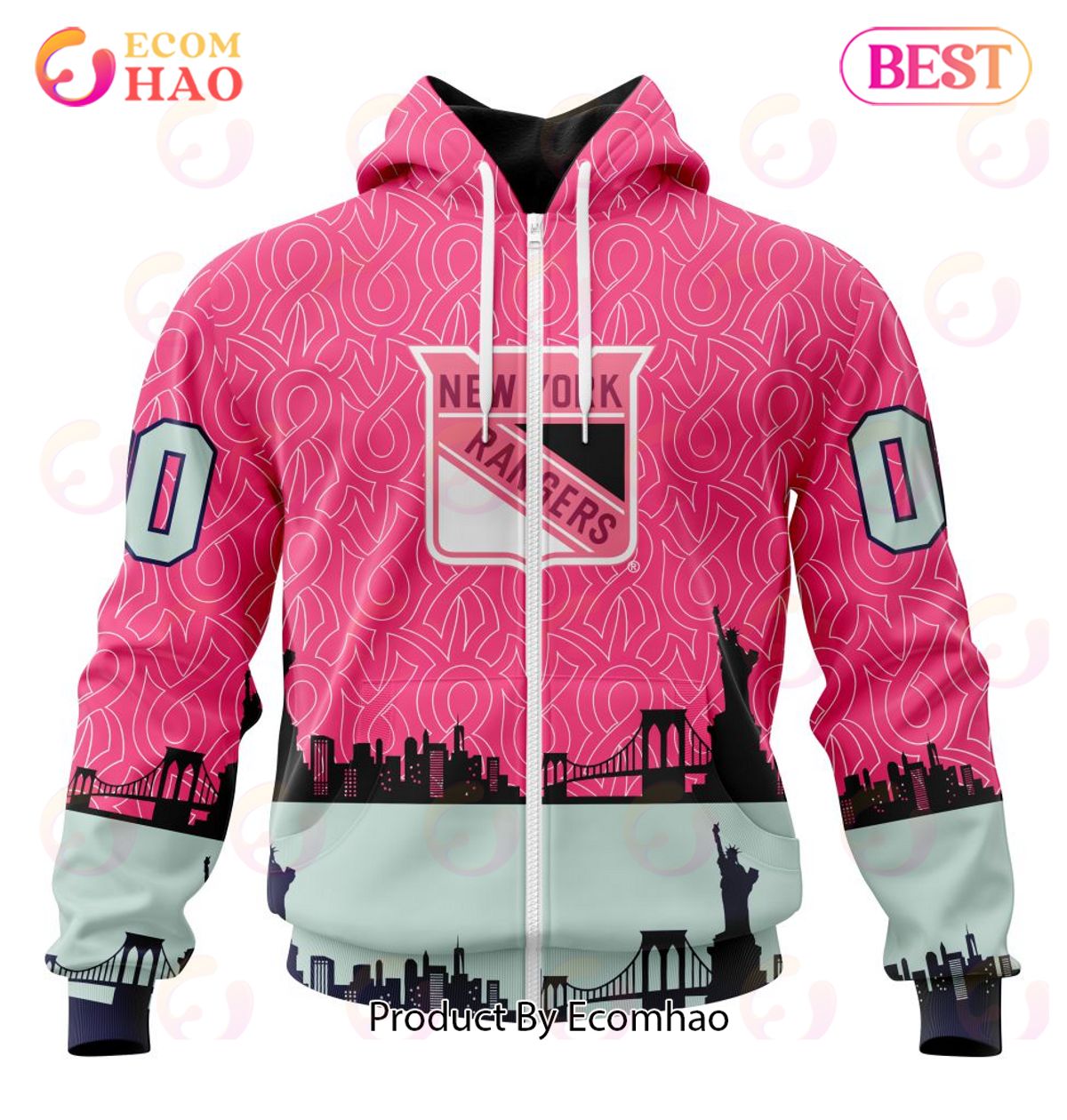 NHL New York Rangers Specialized Unisex Kits Hockey Fights Against Cancer 3D Hoodie