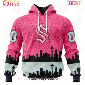 NHL Seattle Kraken Specialized Unisex Kits Hockey Fights Against Cancer 3D Hoodie