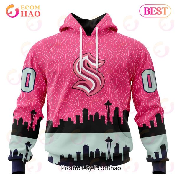 NHL Seattle Kraken Specialized Unisex Kits Hockey Fights Against Cancer 3D Hoodie