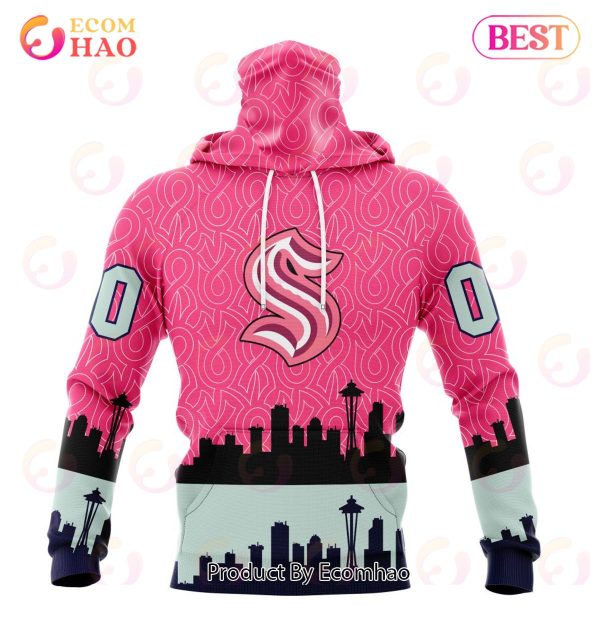 NHL Seattle Kraken Specialized Unisex Kits Hockey Fights Against Cancer 3D Hoodie