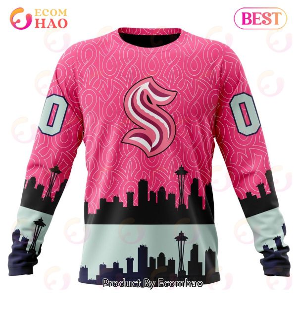 NHL Seattle Kraken Specialized Unisex Kits Hockey Fights Against Cancer 3D Hoodie