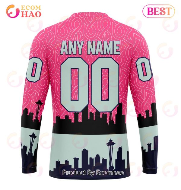 NHL Seattle Kraken Specialized Unisex Kits Hockey Fights Against Cancer 3D Hoodie