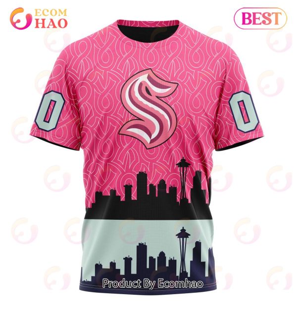 NHL Seattle Kraken Specialized Unisex Kits Hockey Fights Against Cancer 3D Hoodie