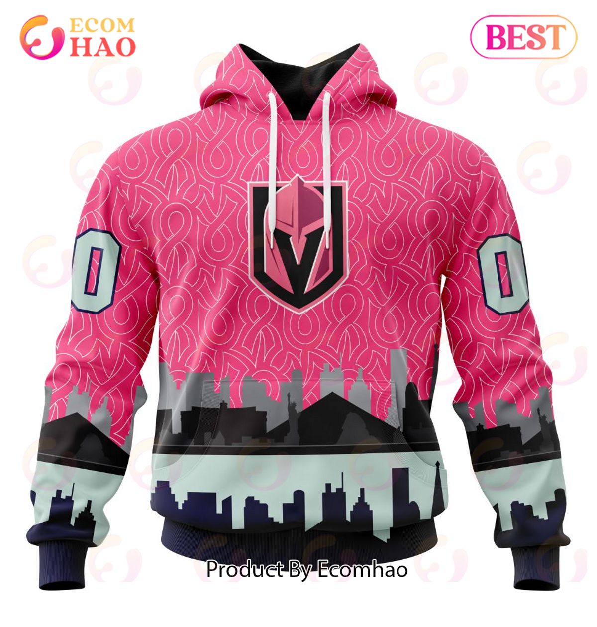 NHL Vegas Golden Knights Specialized Unisex Kits Hockey Fights Against Cancer 3D Hoodie