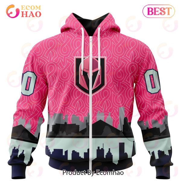 NHL Vegas Golden Knights Specialized Unisex Kits Hockey Fights Against Cancer 3D Hoodie