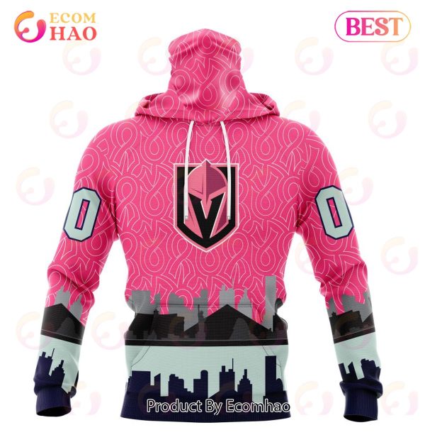 NHL Vegas Golden Knights Specialized Unisex Kits Hockey Fights Against Cancer 3D Hoodie