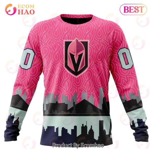 NHL Vegas Golden Knights Specialized Unisex Kits Hockey Fights Against Cancer 3D Hoodie