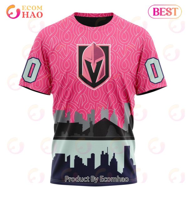 NHL Vegas Golden Knights Specialized Unisex Kits Hockey Fights Against Cancer 3D Hoodie
