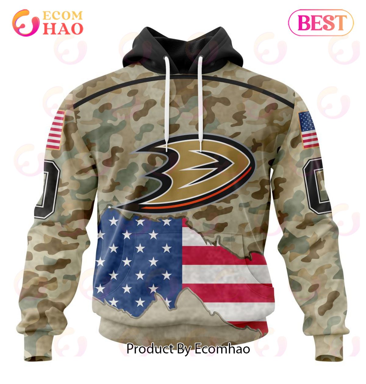NHL Anaheim Ducks Specialized Kits For United State With Camo Color 3D Hoodie