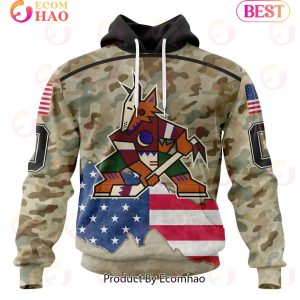 NHL Arizona Coyotes Specialized Kits For United State With Camo Color 3D Hoodie