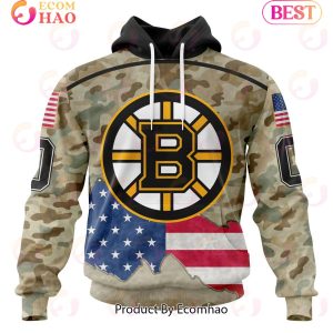 NHL Boston Bruins Specialized Kits For United State With Camo Color 3D Hoodie