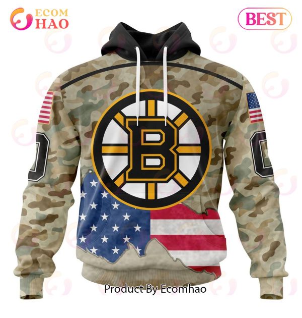 NHL Boston Bruins Specialized Kits For United State With Camo Color 3D Hoodie