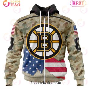 NHL Boston Bruins Specialized Kits For United State With Camo Color 3D Hoodie