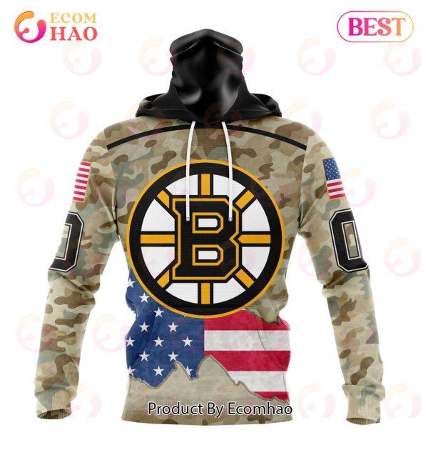 NHL Boston Bruins Specialized Kits For United State With Camo Color 3D Hoodie