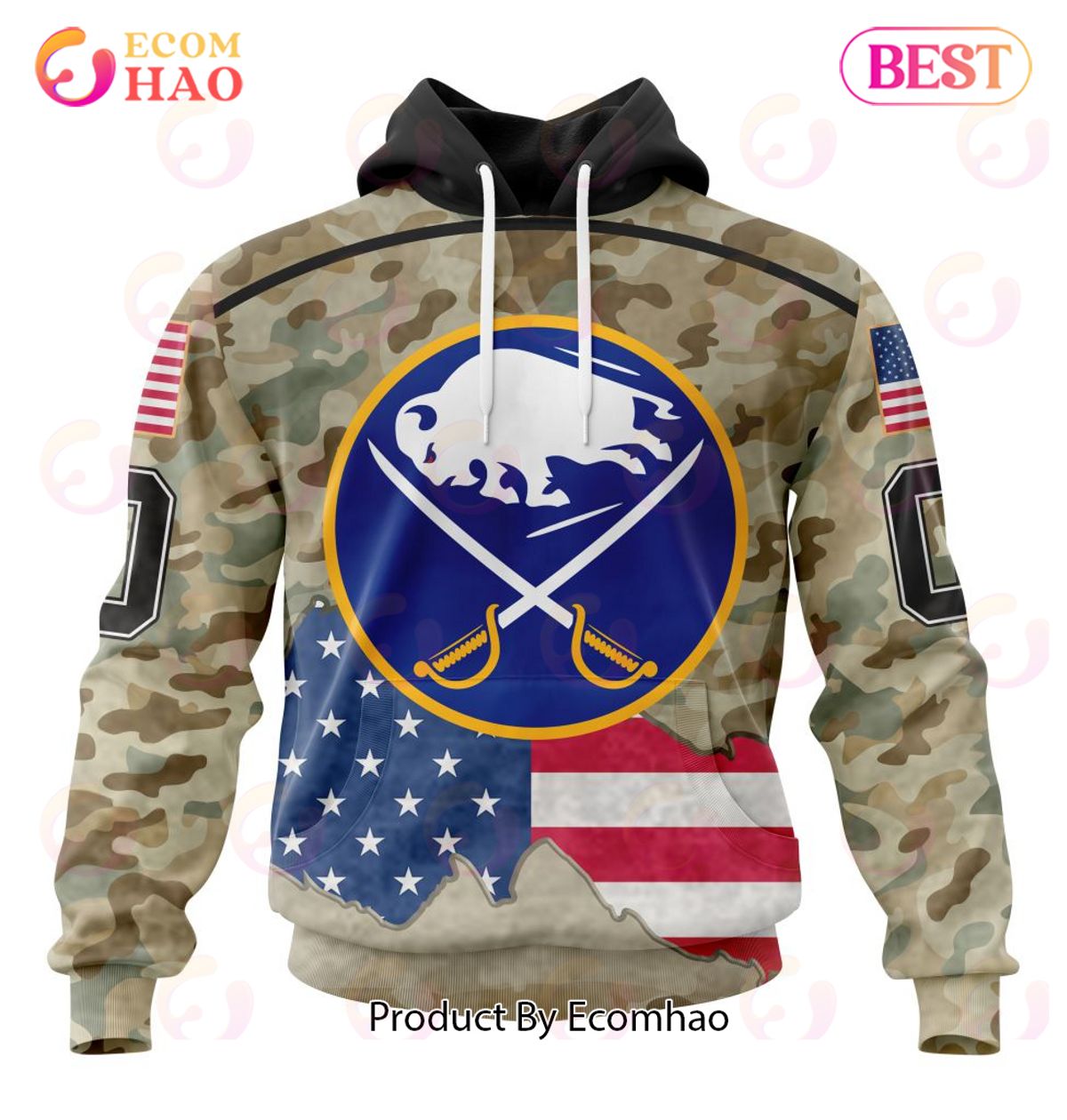 NHL Buffalo Sabres Specialized Kits For United State With Camo Color 3D Hoodie