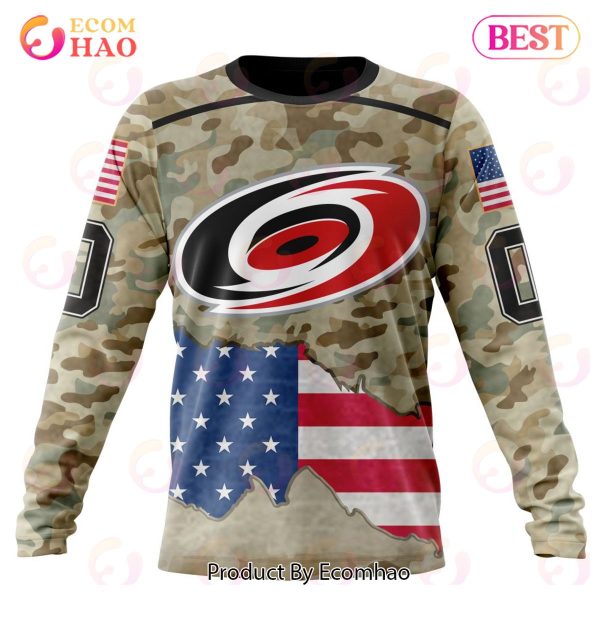 NHL Carolina Hurricanes Specialized Kits For United State With Camo Color 3D Hoodie
