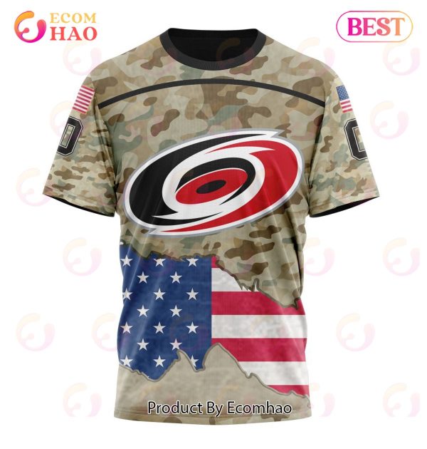 NHL Carolina Hurricanes Specialized Kits For United State With Camo Color 3D Hoodie