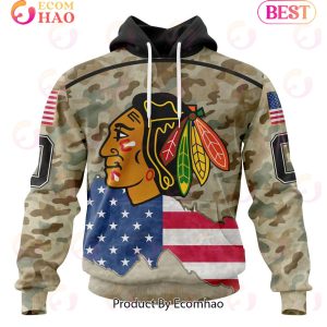 NHL Chicago BlackHawks Specialized Kits For United State With Camo Color 3D Hoodie